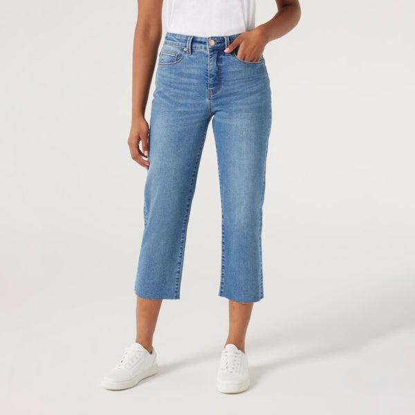 Jeanwest LDS 棉质编织牛仔裤 - 中靛蓝