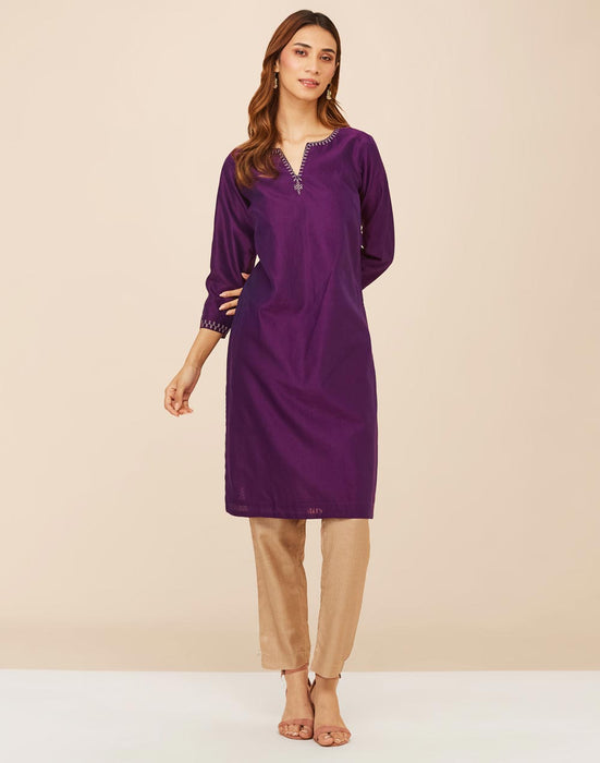 Women Kurta Knee Length Purple