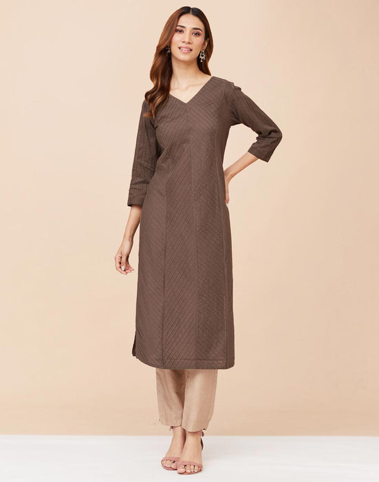 Women Kurta Long Brown