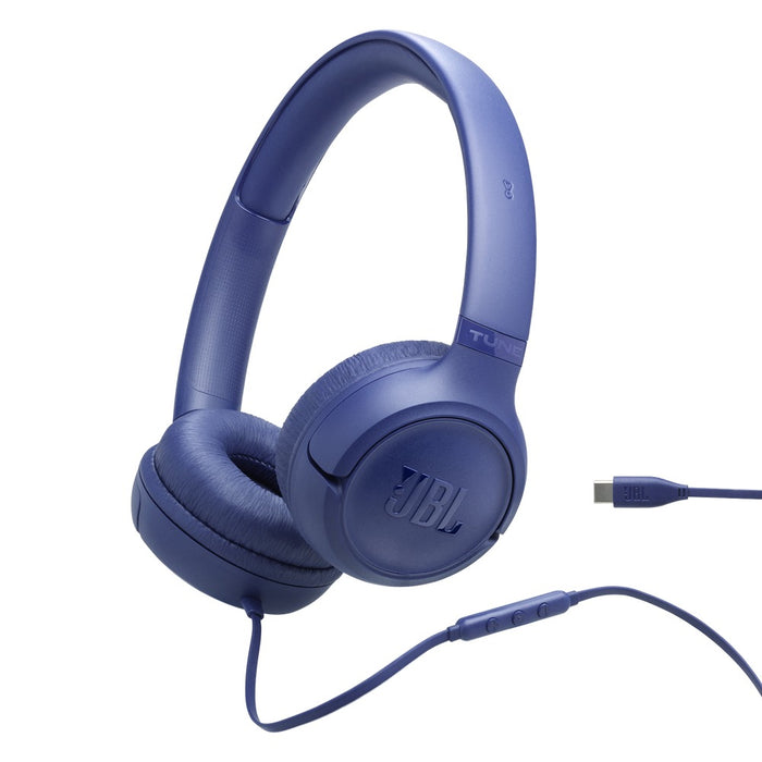 JBL Tune 530C USB-C Wired Headphones, Blue (JBLT530CBLU)
