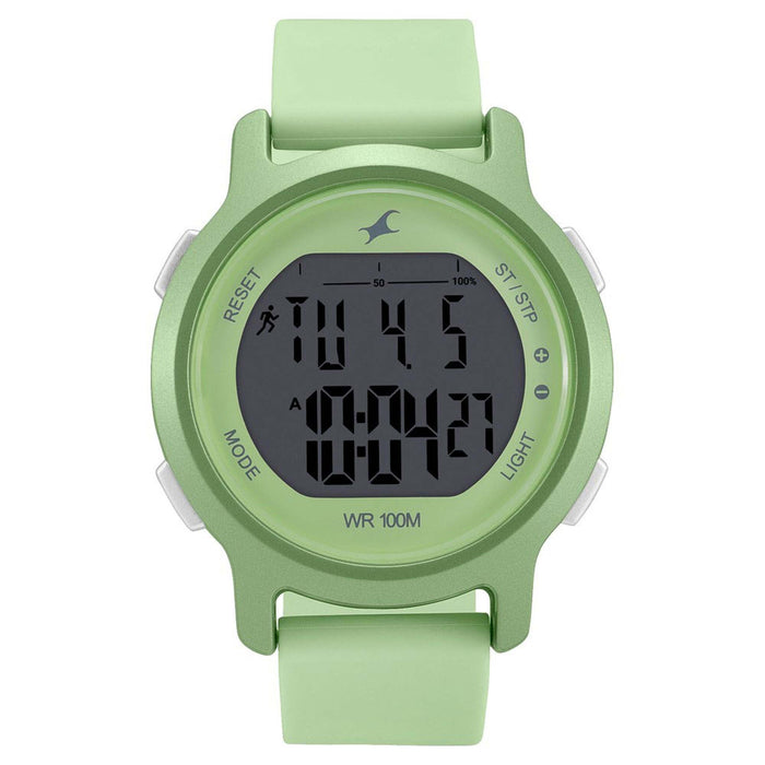 Fastrack Streel  Line Digital Dial Green Silicone Strap Ladies Watch