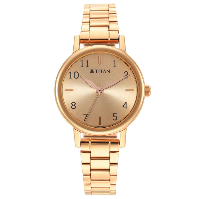 Titan Ladies Karishma Rose Gold Dial Metal Strap  Watch